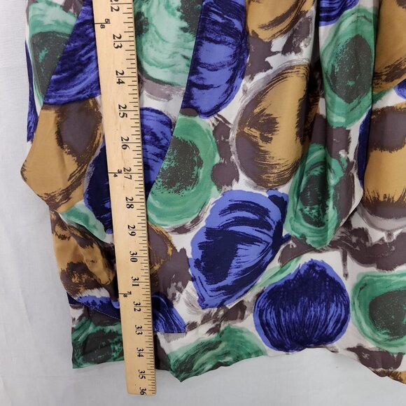 BCBG Maxazria 100% Silk Dress Size2 Short Drape Pleated Floral Elegant - Picture 10 of 13